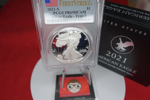 2021 S $1 American Proof Silver Eagle 1oz Fine Coin PCGS PF69 Ultra Cameo Type 2