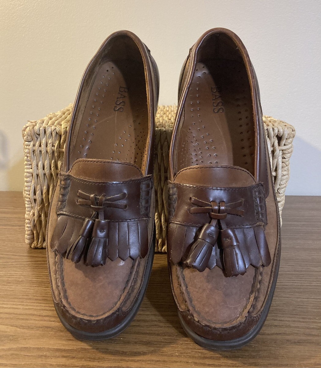 Bass Mens Strout Kilt Two Tone Brown Loafer Tassel Slip On  display picture 3