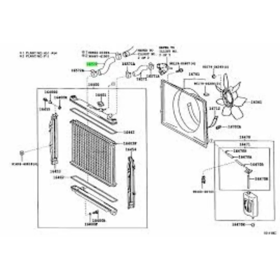 TOYOTA OEM 1657267070 HOSE, RADIATOR, OUTLET LAND CRUISER 90 4RUNNER