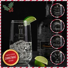 Personalised Engraved Christmas Highball Tumbler Glass Tall Etched Glassware
