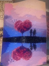 Completed Diamond Painting Lovers With Hearts Sealed