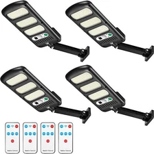 4 Pack LED Solar Lights Outdoor with Remote 6000K 213LED Solar Motion Sensor