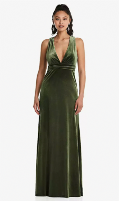 green emerald velvet dress Abilene Olive Velvet High-Neck Split Maxi Dress – Club L London