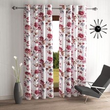 2 Piece Maroon Windflower Eyelet Polyester Window Curtains 5 7 9 Feet