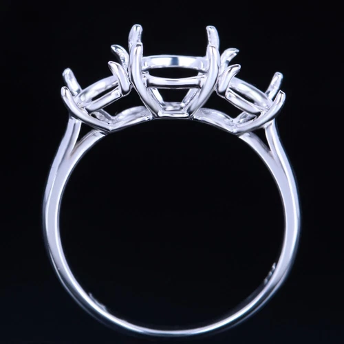 Anillo de plata de ley 925 semi montaje 8 mm redondo 3 piedras anillo de promesa - Imagen 2 de 3