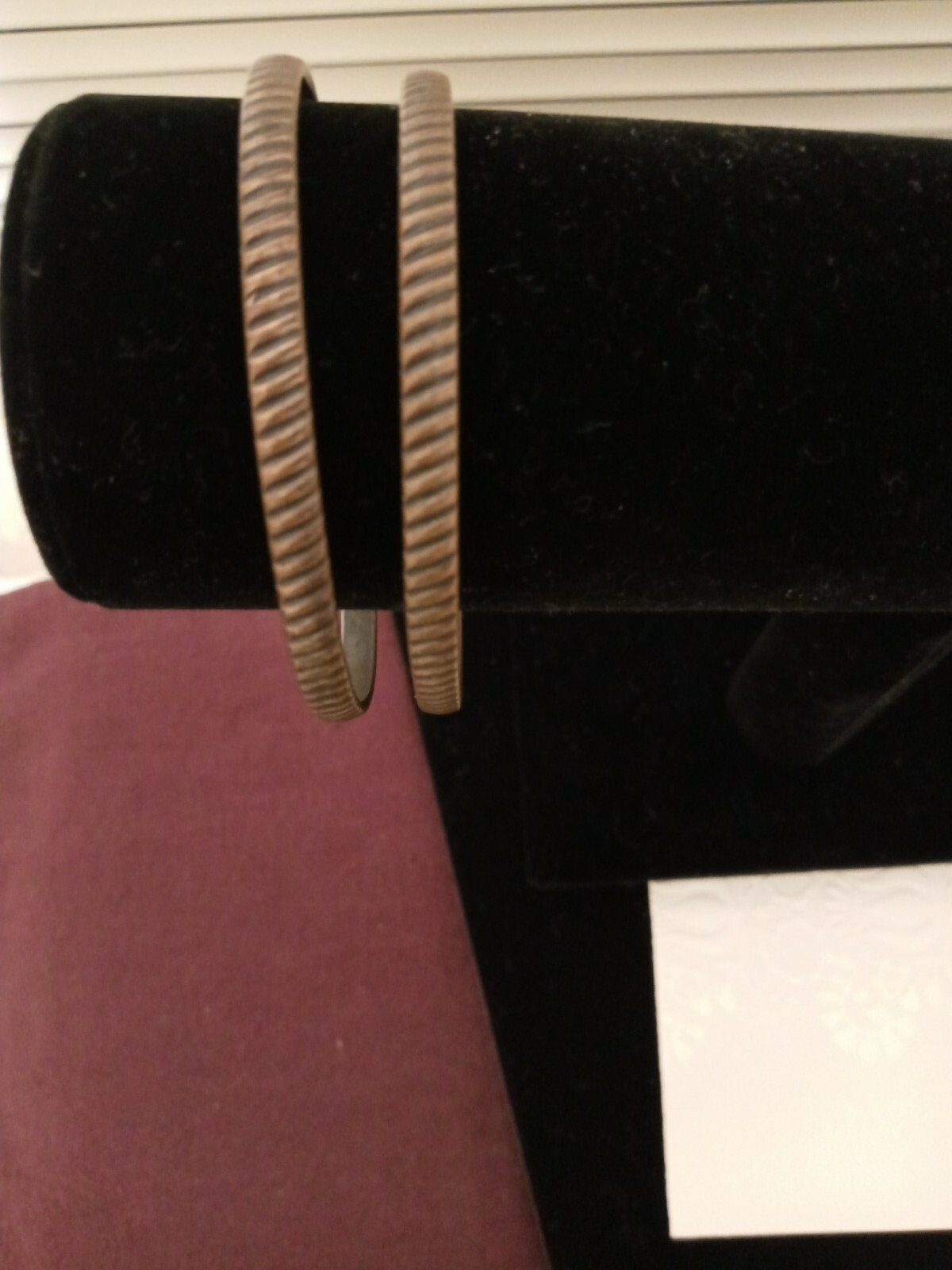 Vintage Solid Copper Bangle Ribbed Bracelets each… - image 1