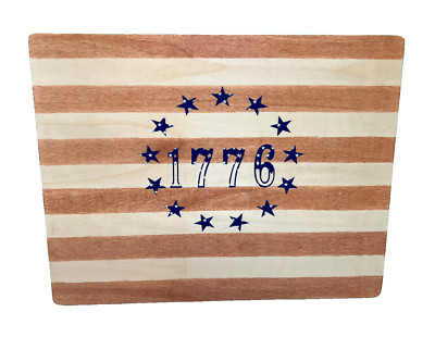 1776 American Flag Tray Wall Art Wooden Sign USA Varnished OOAK-S2