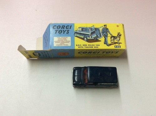 Vintage 1964 Corgi 448 Police Mini Van Austin BMC Blue Paddy Wagon repro box - 第 1/2 張圖片