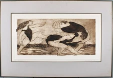 Framed Oil Painting on Canvas of a Dynamic Dance Scene – 23.5”x22”