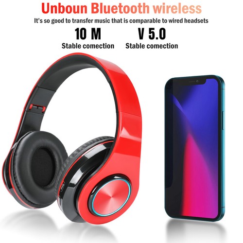 Foldable Bluetooth 5.1 Headphones Over Ear HIFI Headset Stereo Noise Cancelling - Picture 61 of 66