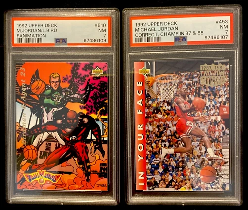 1992 Michael Jordan Bird Fanimation Card #510 Plus 1992 Michael Jordan Card #453