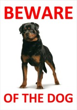 ROTTWEILER BEWARE OF THE DOG SIGN - A4 LAMINATED WARNING SIGN FREE P P