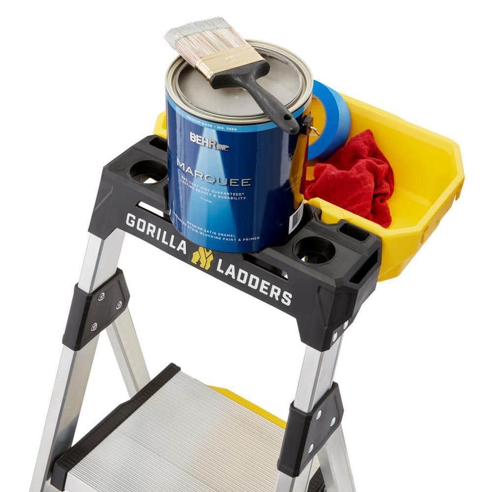 Ladder 5.5 ft. Aluminum Dual Platform Heavy-Duty Project Bucket 10 ft ...