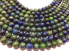 Azurite Round Smooth 10mm, Natural Azurite Loose Beads 12"inch Strand