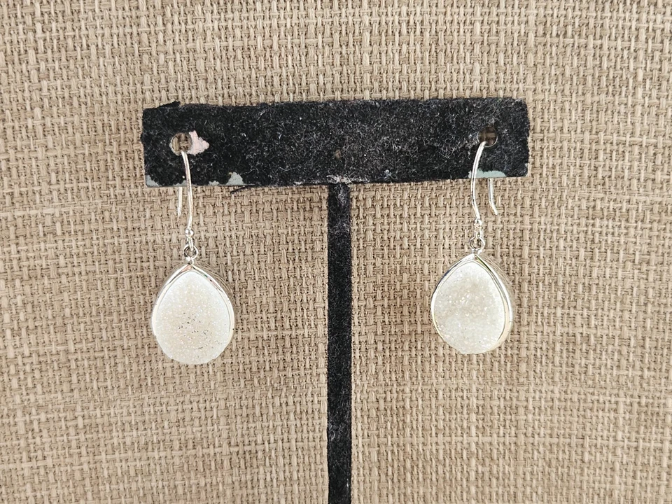 Women Earrings Fashion Earrings Pure Silver Plated Drusy Quartz Ear Jewelry - Image 3 of 4