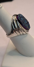 Sterling Silver 925 Blue Druzy Quartz Ring Size 6 From LA Gem
