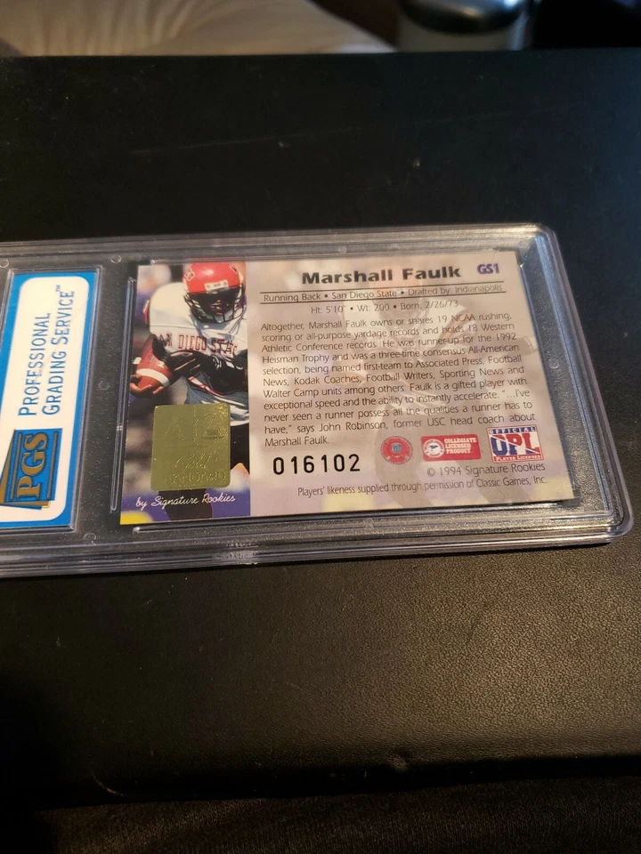 1994 Signature Rookies Marshall Faulk Gold Standard Graded EX-MT #GS1 - Image 3 of 4