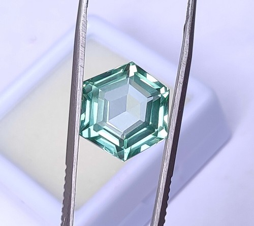 Natural Blue-Green Sapphire Certified Hexagon Cut 15 Ct Montana Loose Gemstone - Picture 5 of 10