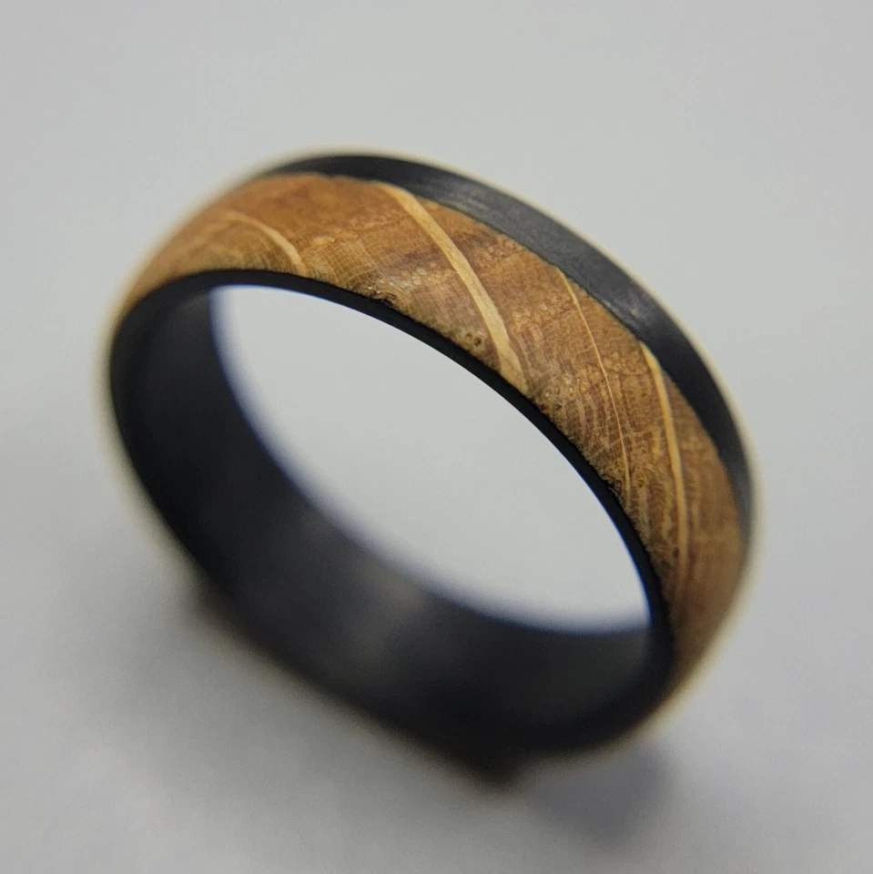 Whiskey Barrel Wood and Carbon Fiber Ring - Handcrafted in the USA - Sizes 4-16 - Image 3 of 4