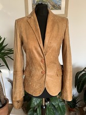 Rare Zara Distressed Vintage Camel Brown Real Soft Leather Jacket Coat Size M