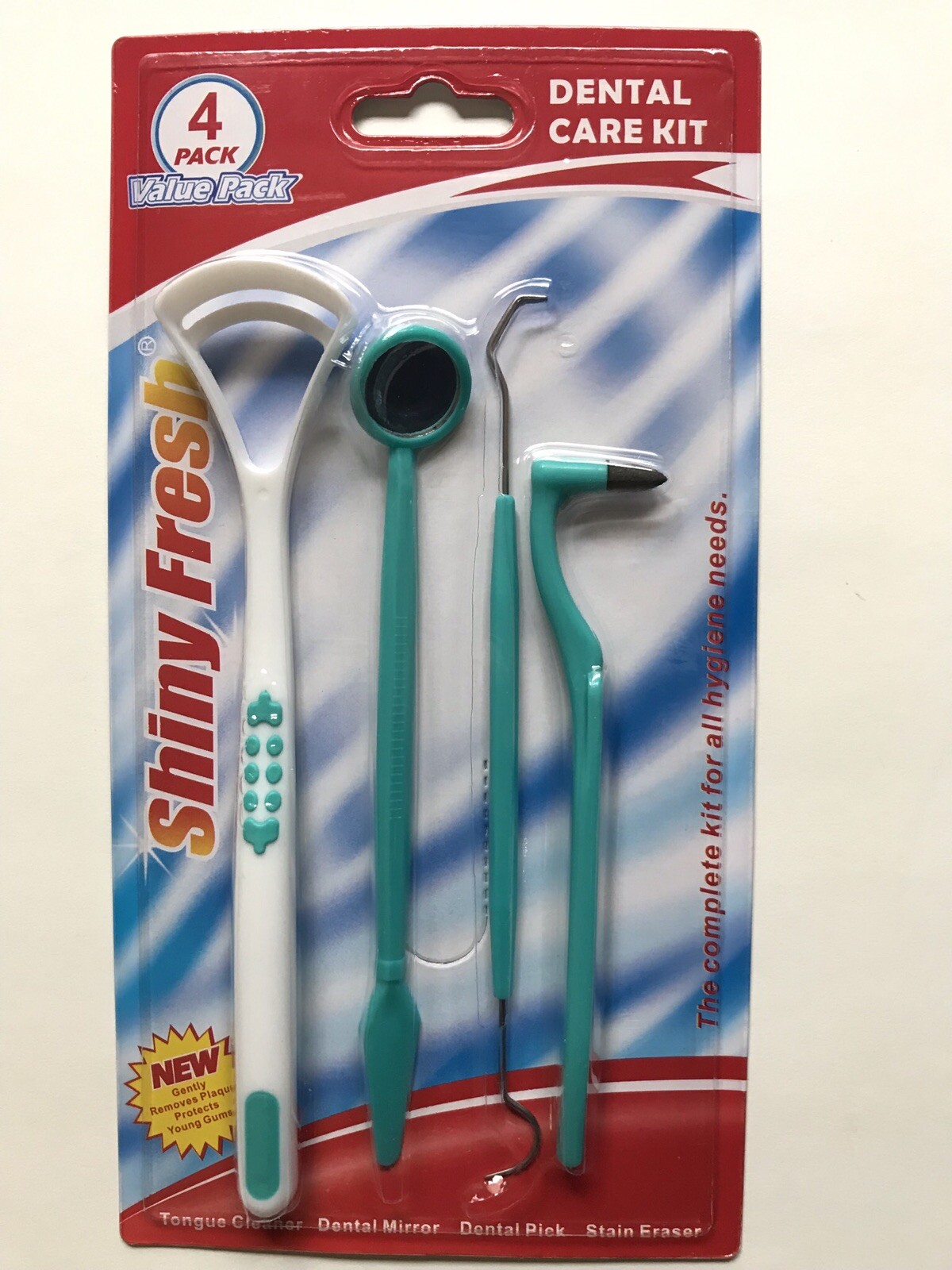 Shiny Fresh 4pc Dental Care Kit Tongue Cleaner Mirror Pick & Stain Eraser NEW eBay