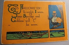 Gibson Art Co. Halloween Postcard Tis Halloween To-night I Ween Some Spooks