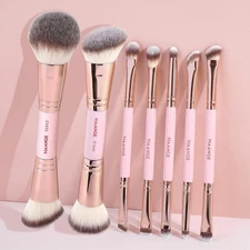 MAANGE 7Pcs Dual-Ended Makeup Brushes Set, Powder Brush Blush Brush Concealer Br