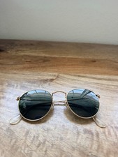 Ray-Ban RB3447 Round Metal Sunglasses Gold Frame Green G-15 Lenses Unisex
