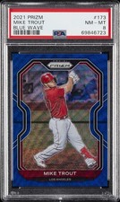 2021 PANINI PRIZM BLUE WAVE #173 MIKE TROUT 56/60 PSA 8