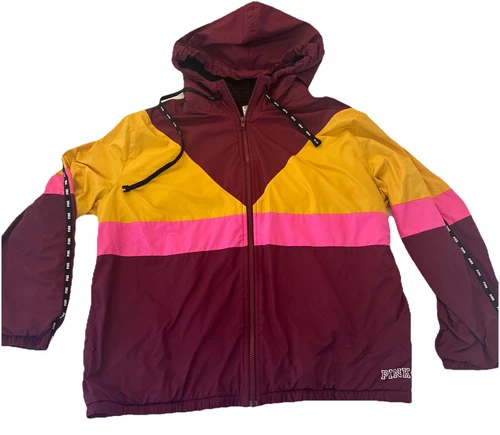 UNDERCOVER Giacca a vento Victoria's Secret ROSA foderata sherpa con cappuccio M L giallo marrone