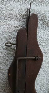 antique wooden rug hooking shuttle or punch needle