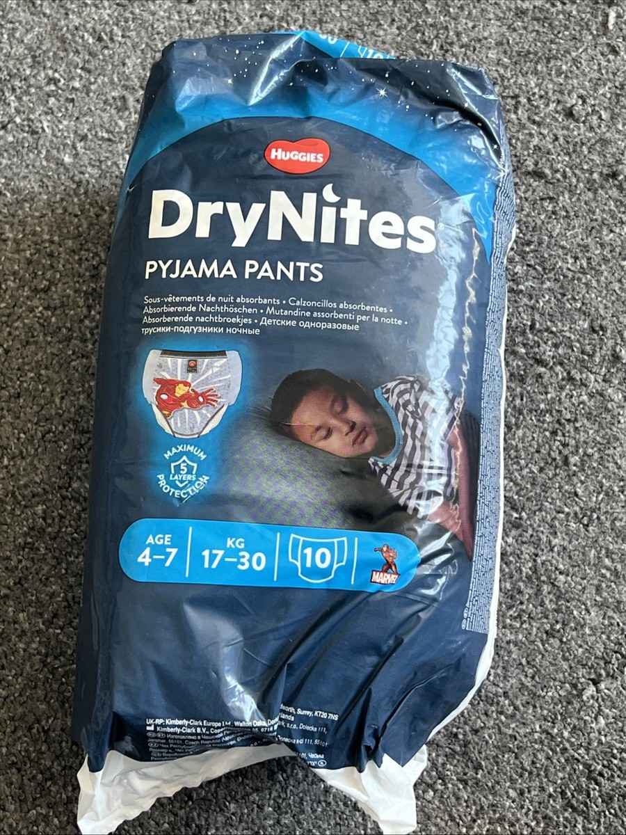 Huggies Drynites Pyjama Pants Boys Iron Man Age 4-7 Years 17-30kg 10 Pack  New