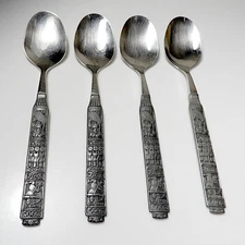 Hardanger, Norway, KONGETINN Pewter Handled 7 7/8" Place/Soup Spoons, Set of 4