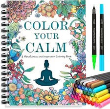 Adult Coloring Book for Women with 36 Dual-Tip Markers, 30 30 Design,