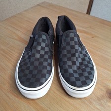Vans Slip-On Sneakers Checkerboard Black Grey Canvas Lo-Top Skate Shoes Youth 3