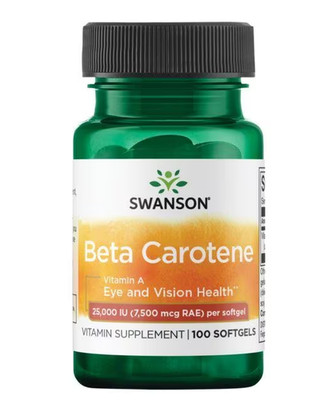 Swanson Beta-Carotene 25,000 Iu (7,500 mcg Rae) 100 Sgels
