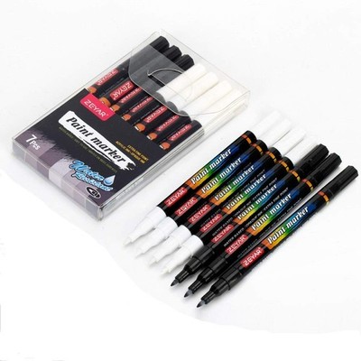 ZEYAR White and Black Acrylic Paint pen, 1 Count (Pack of 7), 