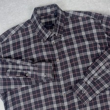 Vintage Burberry London Men  s Large Button Down Shirt Plaid Tartan Made In USA