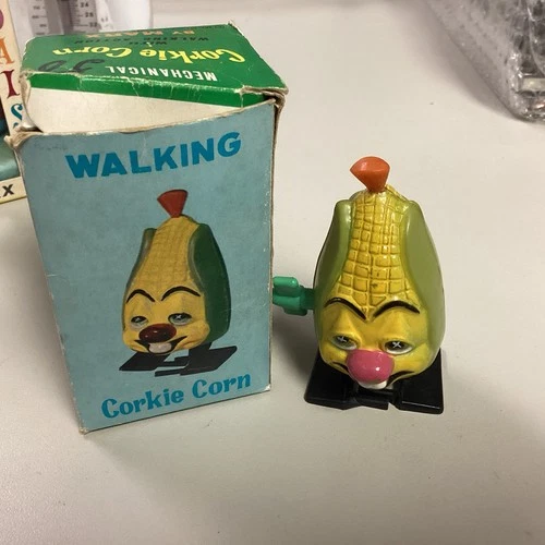 Vintage Marx Walking Corkie Corn Wind-Up Toy With Box Not Working