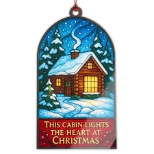 Christmas Cabin Ornament – Rustic Winter Lodge | Holiday Home Décor – 