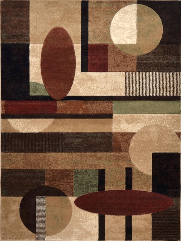 Contemporary Stripes Blocks Area Rug 3x5 Abstract Modern Circle-Actual 3'3"x4'7"