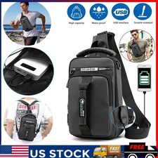 USB Port Anti-theft Chest Shoulder Messenger Backpack Men's Sling Crossbody Bag