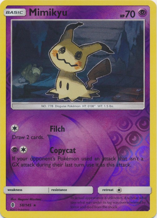 Mimikyu - 58/145 - Holo Rare - Reverse Holo (Near Mint) Guardians Rising - Psych