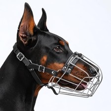 Wire Basket Dog Muzzle for Large Dogs, Stainless Steel, Adjustable Fit