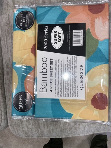 Organic Earth Bamboo Deep Pocket Sheet Set QUEEN 2000 Series 4 Piece Set ORANGE