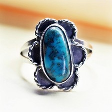 Size 9.5 Native American sterling 925 silver ring with turquoise, southwestern