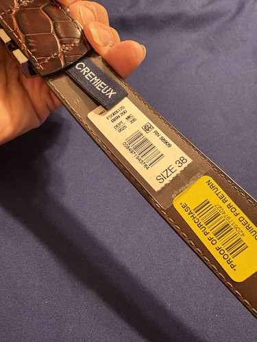 Cintura uomo Cremieux coccodrillo stampa goffrata marrone pelle pieno fiore tg 38 NUOVA - Foto 5 di 9