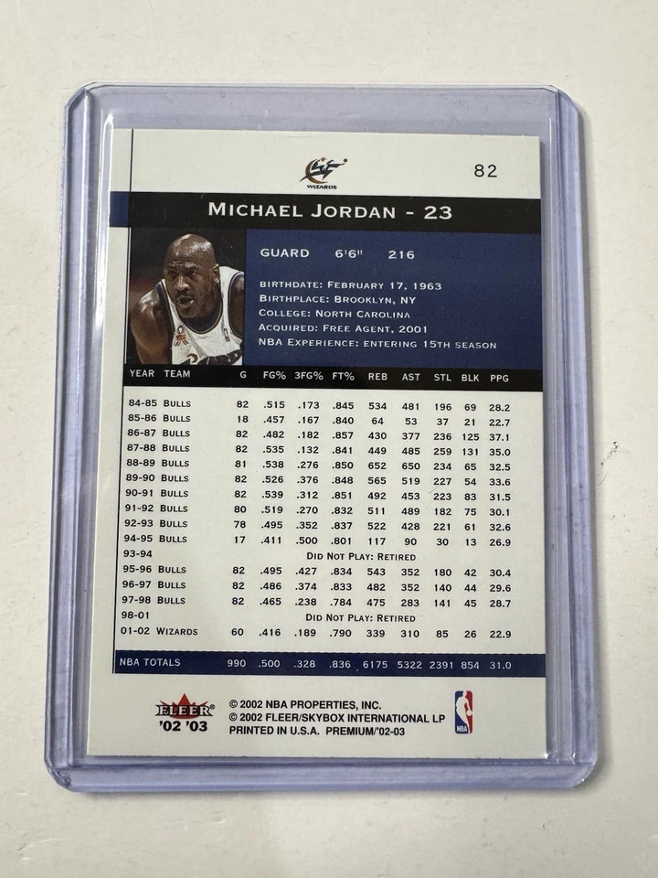 Michael Jordan 2002-03 Washington Wizards Fleer Skybox Premium #82 Last Season - Image 2 of 2