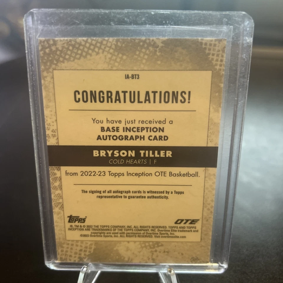 2022-23 Topps Inception OTE Overtime Elite Orange /50 Bryson Tiller #IA-BT3 Auto - Image 2 of 2