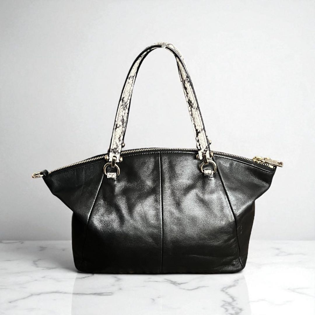 Rare  Item COACH Python Embossed Leather Handbag … - image 2